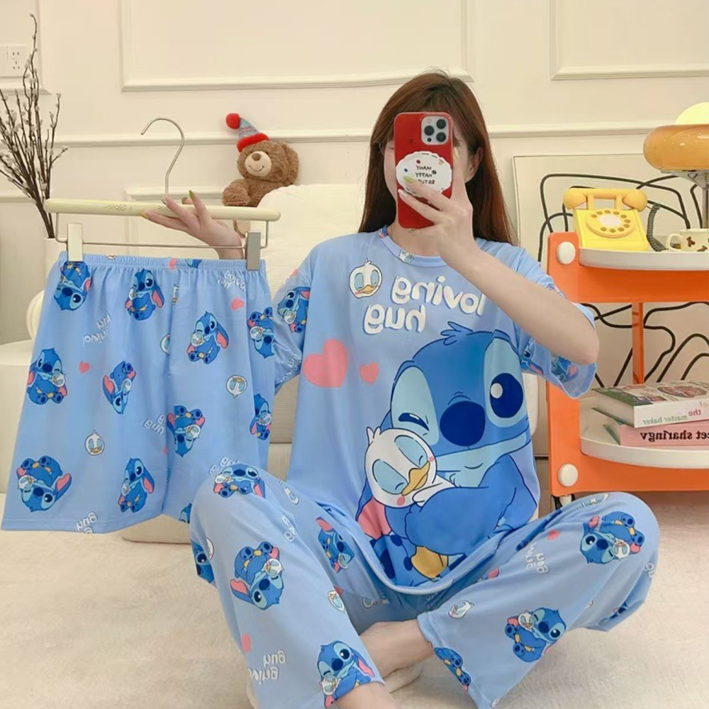 Women Fashion Drawing - Women's New Three Piece Pajama Home
