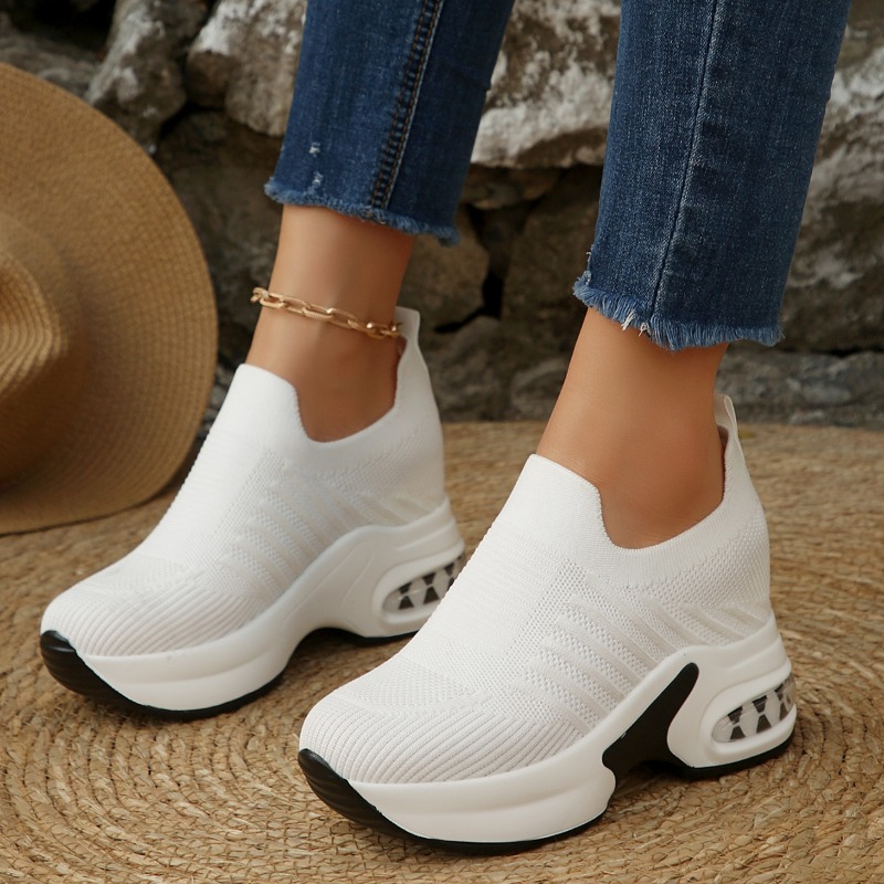 Women'S Fashion Gym Shoes - Women's Casual Sneakers Comfortable Breathable Knitted