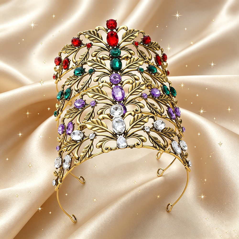 Women Queen Fashion - Vintage Leaf Rhinestone Bridal Tiara Elegant