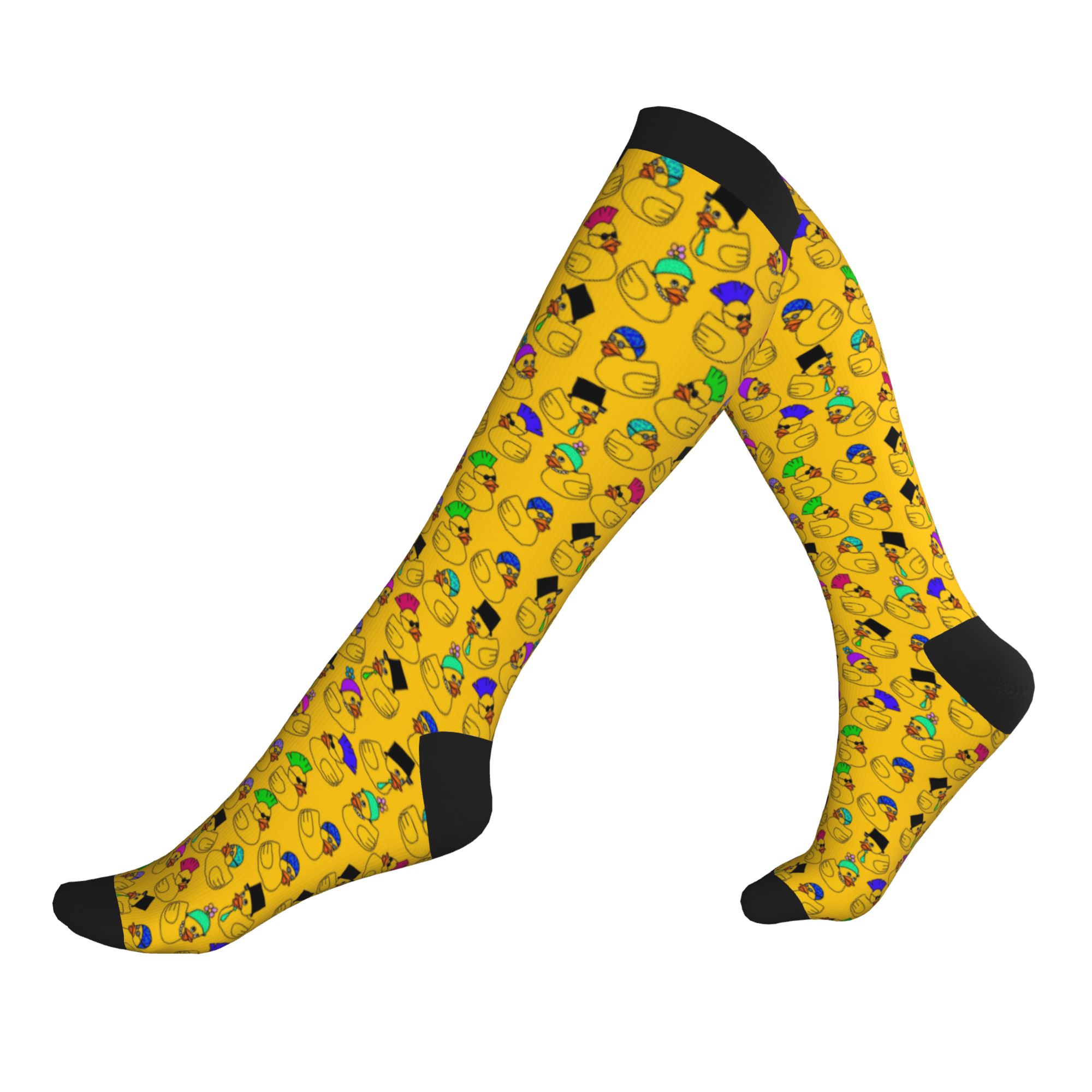 Women Fashion Drawing - Fashion Printed Rubber Ducky Socks for