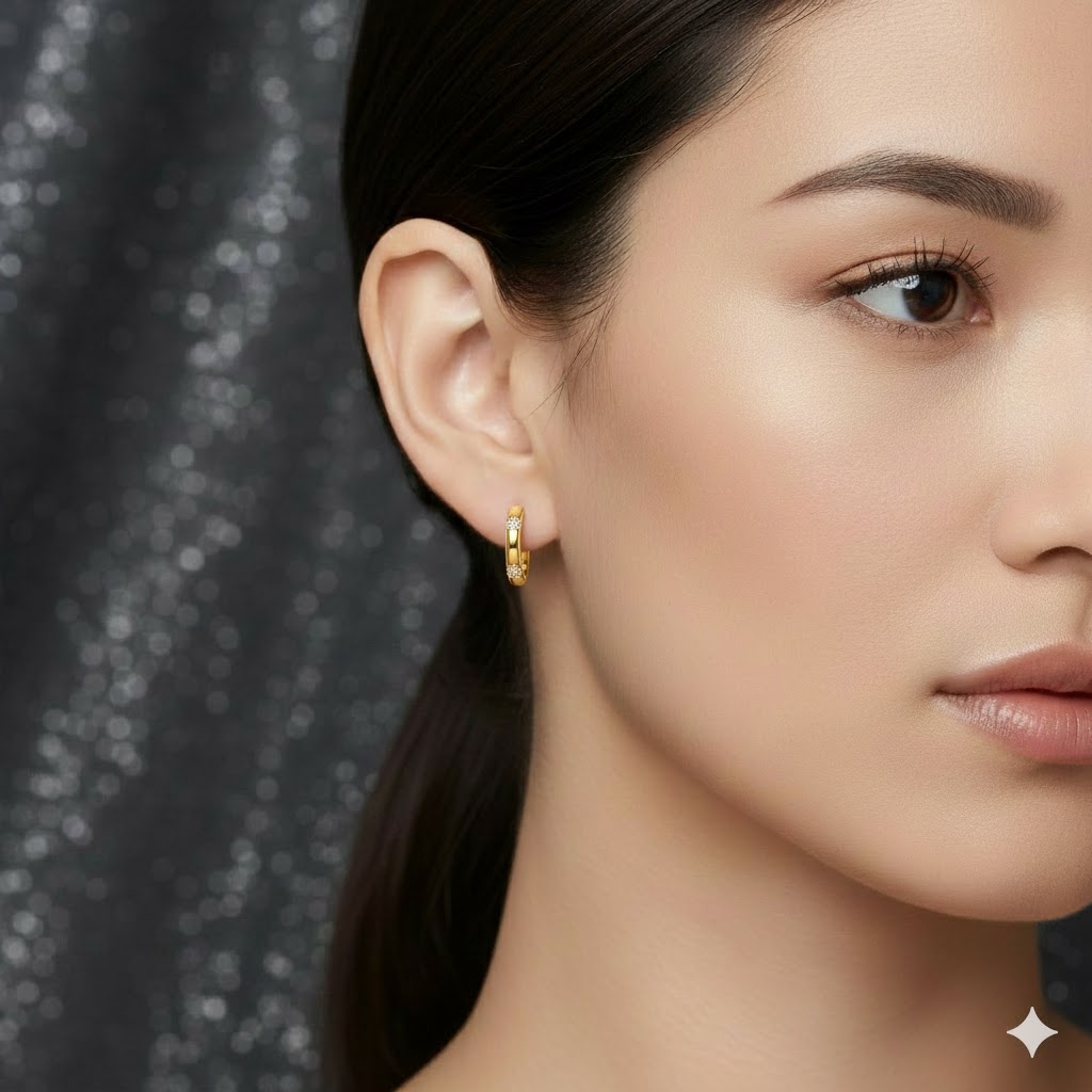 Women Fashion Online Shopping - PINANNIE 18K Gold Plated Huggie Earrings