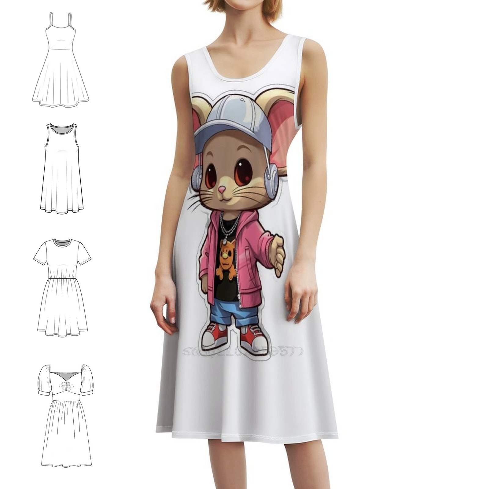 Smocked Dress Women - Kpop Hip Hop Mouse 3 Floral