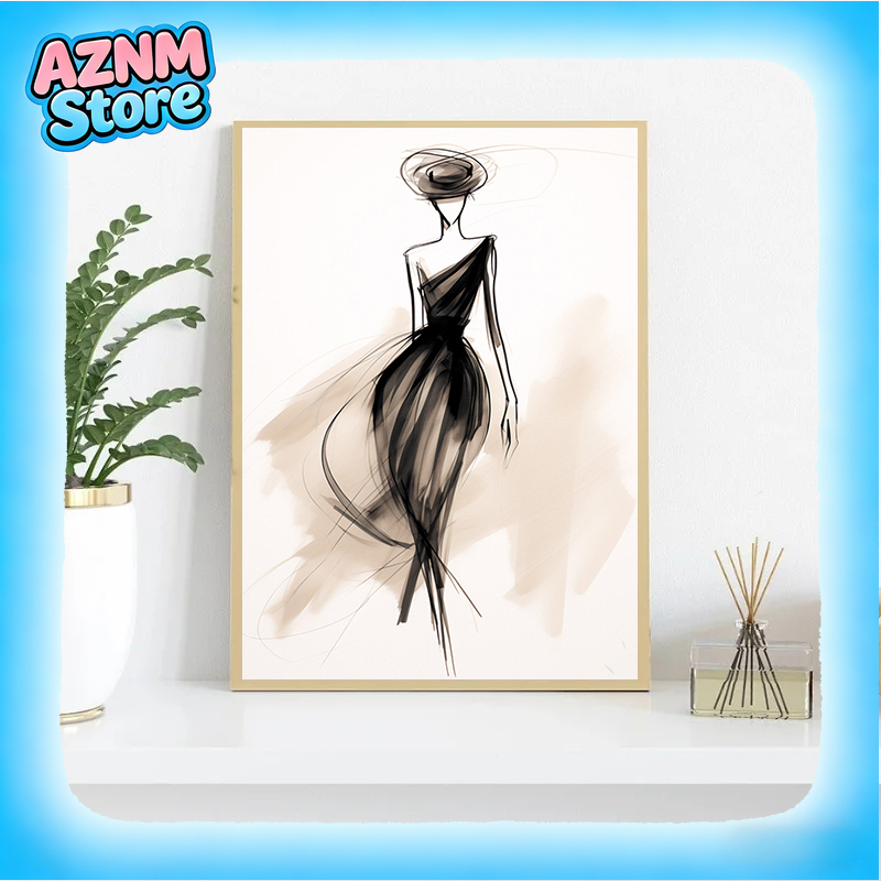 Fashion Women Picture - Fashion Design Sketch Abstract Woman Line