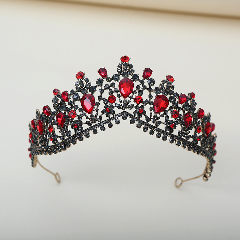 Women Queen Fashion - Dark Ruby Black Diamond Crown Retro