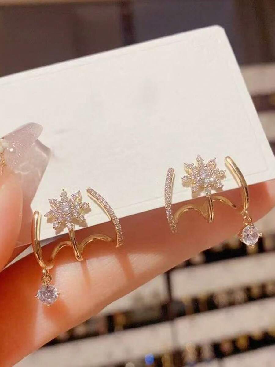 1 Pair Sparkling Micro-Inlaid  - Women'S Fashion Earrings のレビューと価格