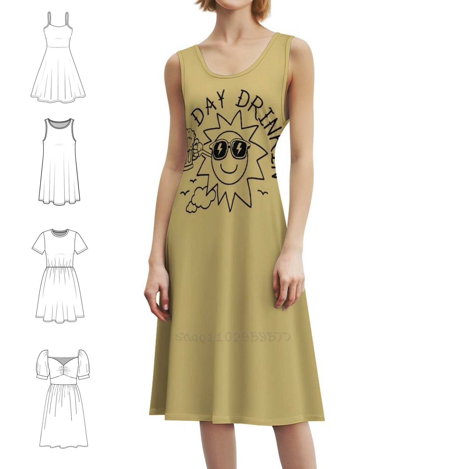 Funny Beer Vintage Beer Day Dr - Smocked Dress Women のレビューと価格
