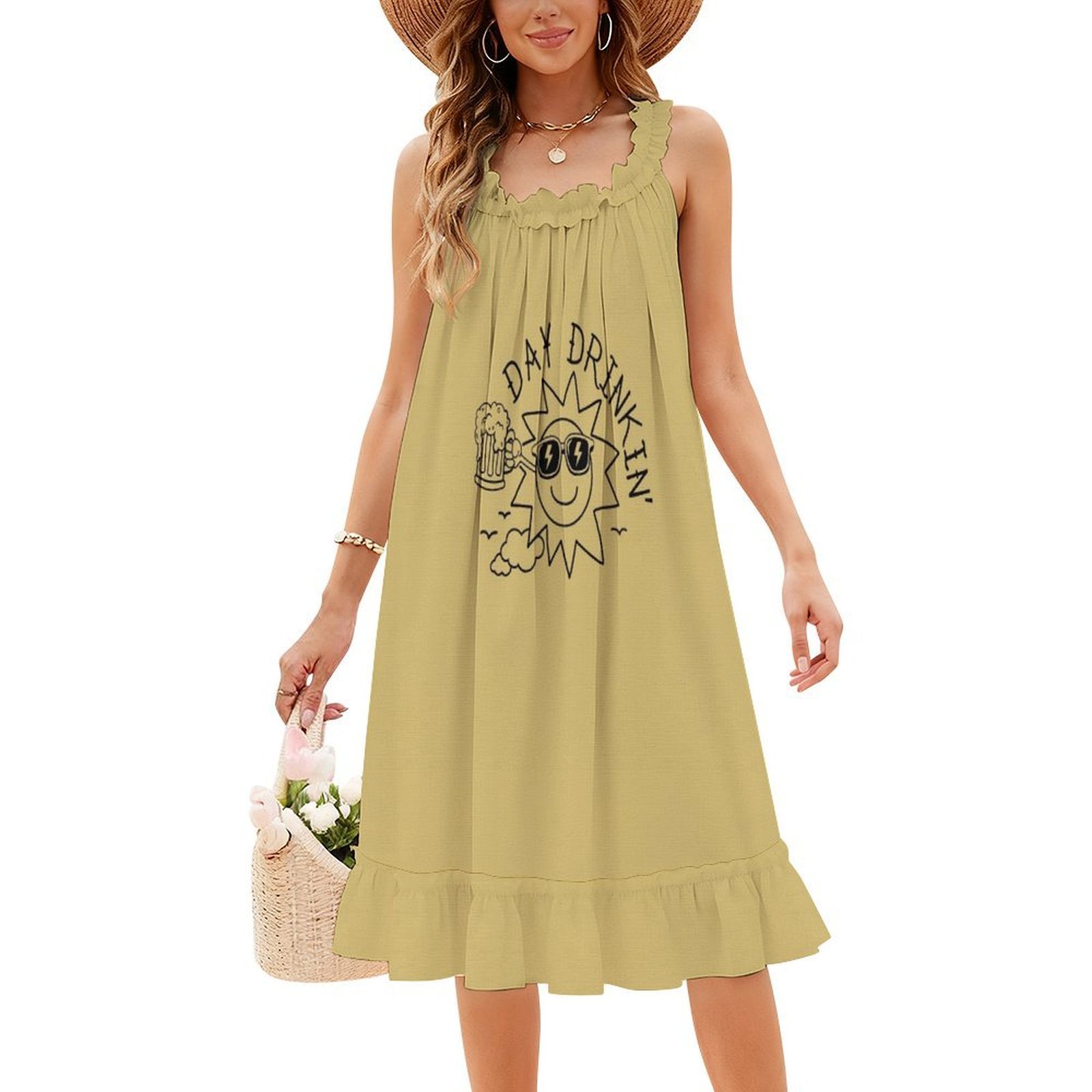 Funny Beer Vintage Beer Day Dr - Smocked Dress Women のレビューと価格