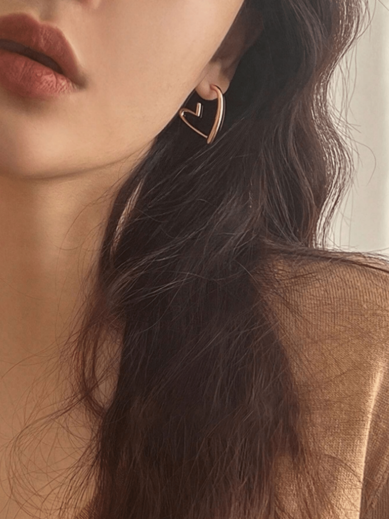 1 Pair Heart-Shaped Gold Hoop  - Women'S Fashion Earrings のレビューと価格