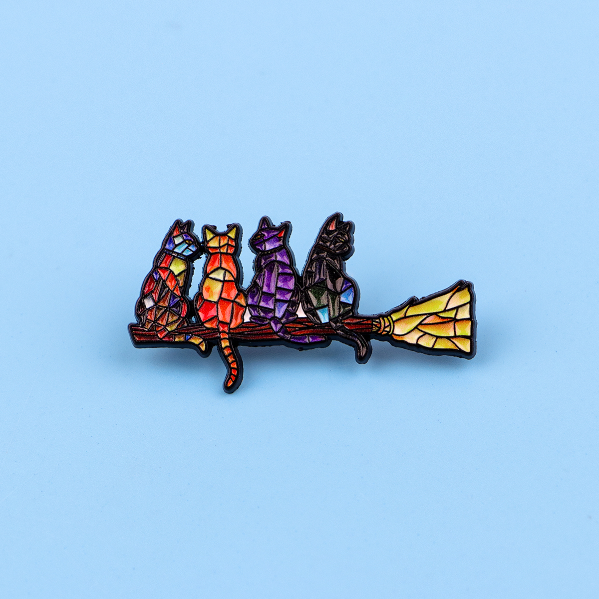 Colorful Cat Enamel Pin Witch  - Fashion Women Picture のレビューと価格