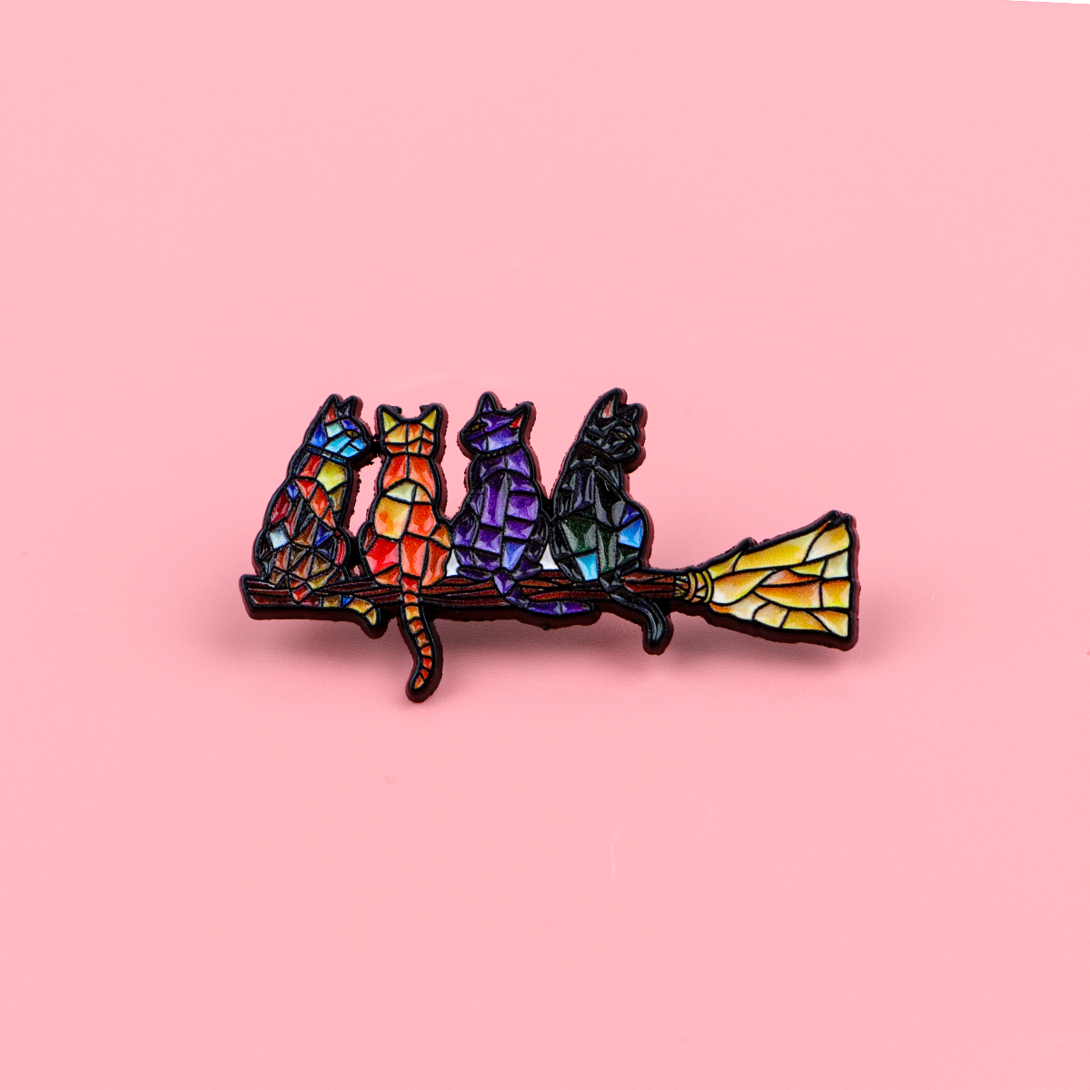 Colorful Cat Enamel Pin Witch  - Fashion Women Picture のレビューと価格