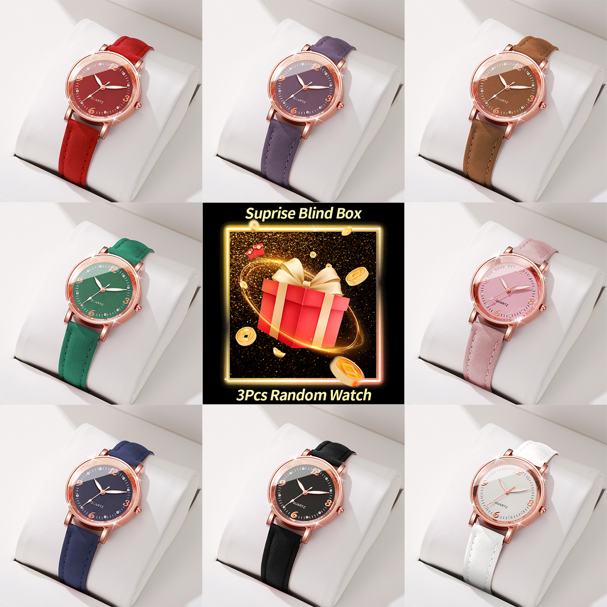 3PCS Surprise Mystery Box-Fash - Women'S Fashion Quartz Watch のレビューと価格