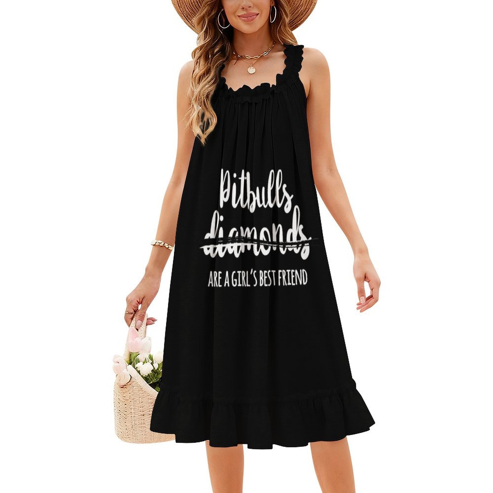 Pitbulls Are A Girl'S Best Fri - Smocked Dress Women のレビューと価格