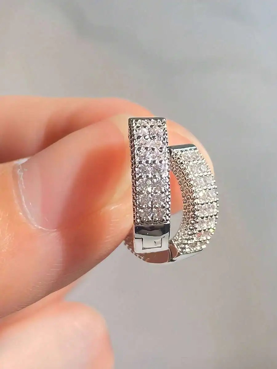Cubic Zirconia Studded Hoop Ea - Women'S Fashion Earrings のレビューと価格