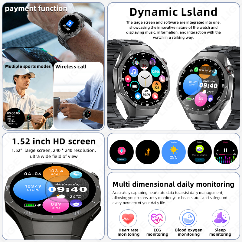 LIGE ECG Smart Watch For Andro - Women Fashion Week 2026 のレビューと価格