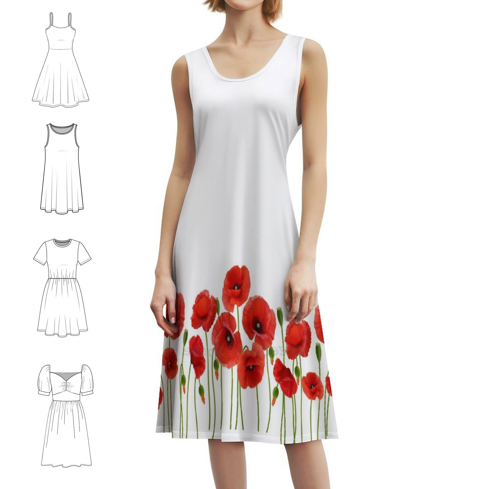 Poppies Floral Smock Dress For - Smocked Dress Women のレビューと価格