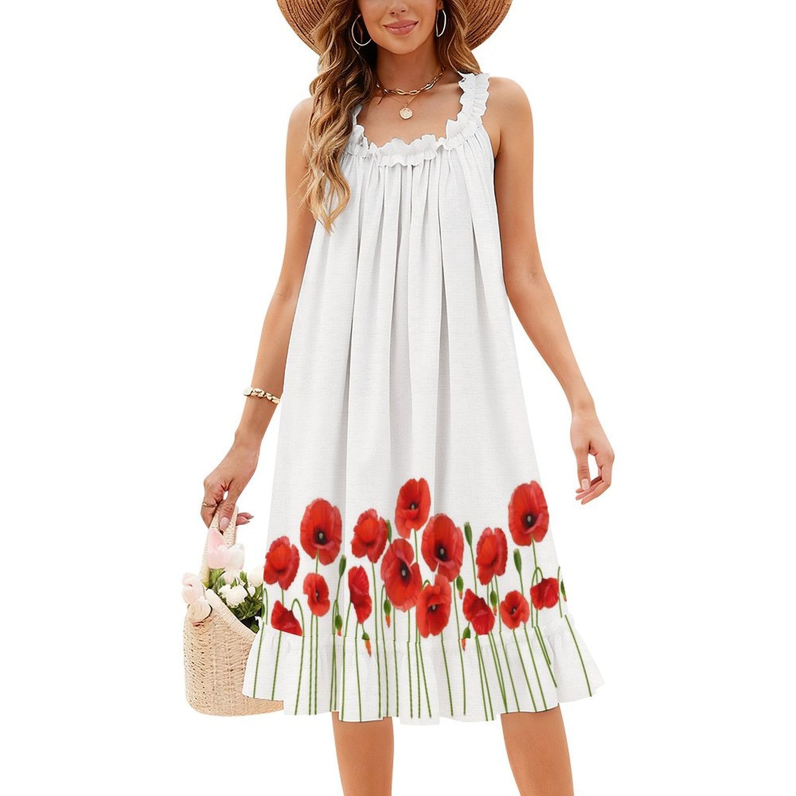 Poppies Floral Smock Dress For - Smocked Dress Women のレビューと価格