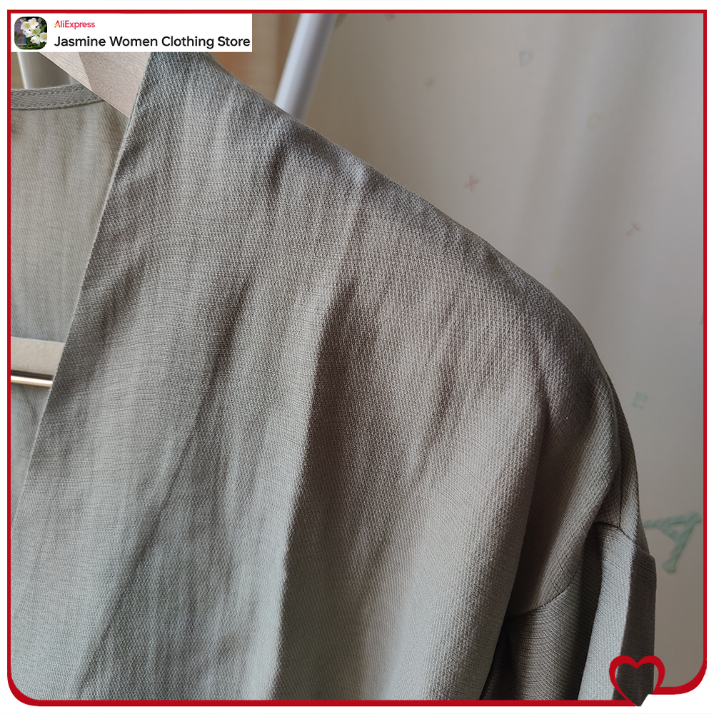 Comfy Olive Blouse with Ties L - Women'S Fashion Kimono のレビューと価格
