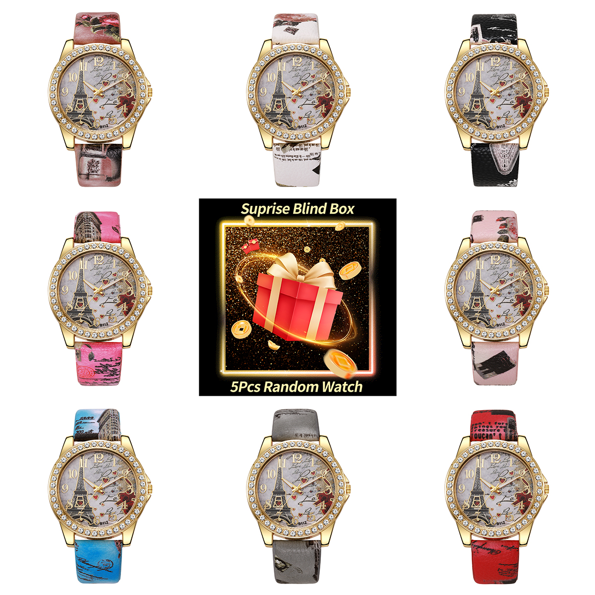 5PCS Surprise Mystery Box-Fash - Women'S Fashion Quartz Watch のレビューと価格