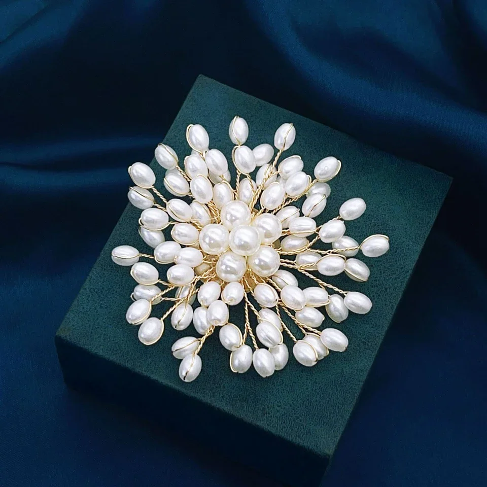 Pearl Woven Flower Brooch For  - Women And Men Fashion のレビューと価格