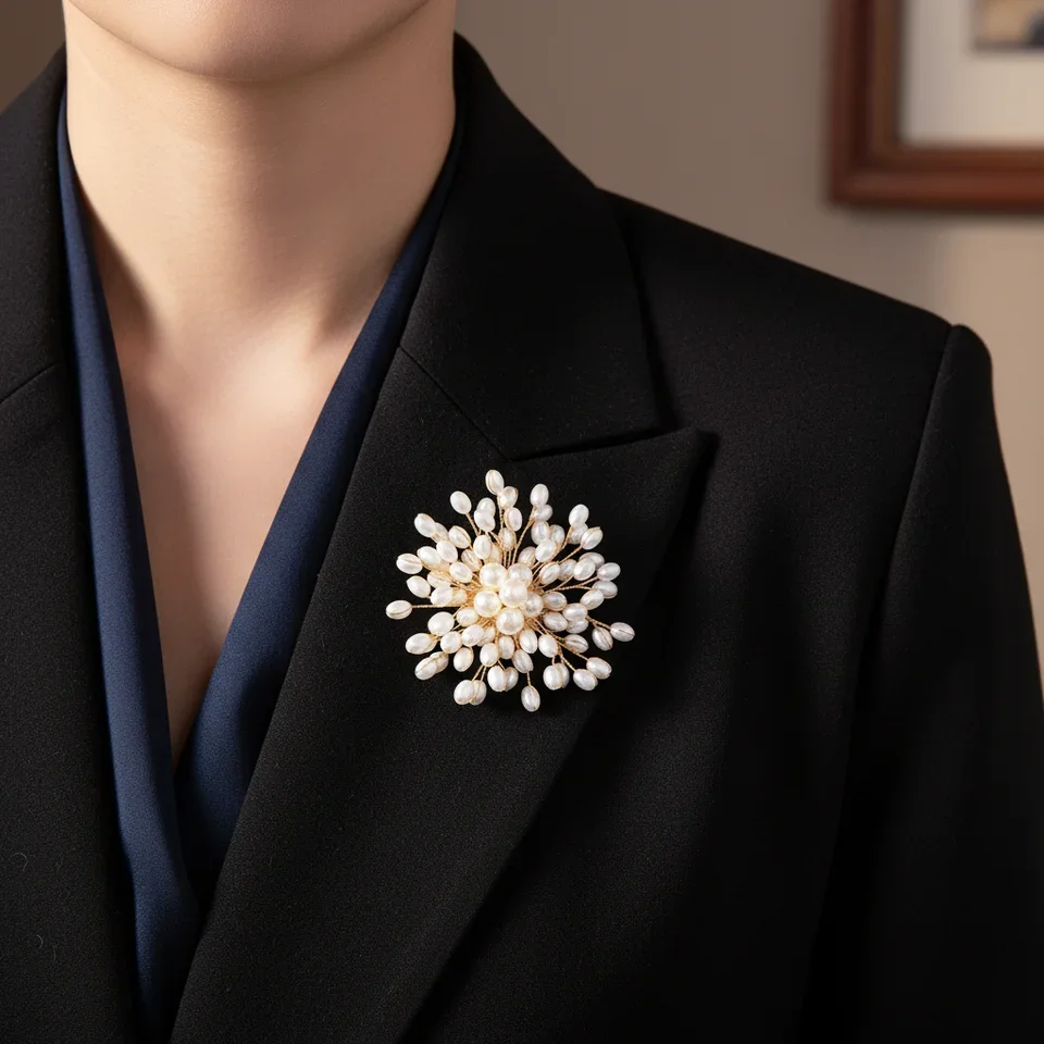 Pearl Woven Flower Brooch For  - Women And Men Fashion のレビューと価格