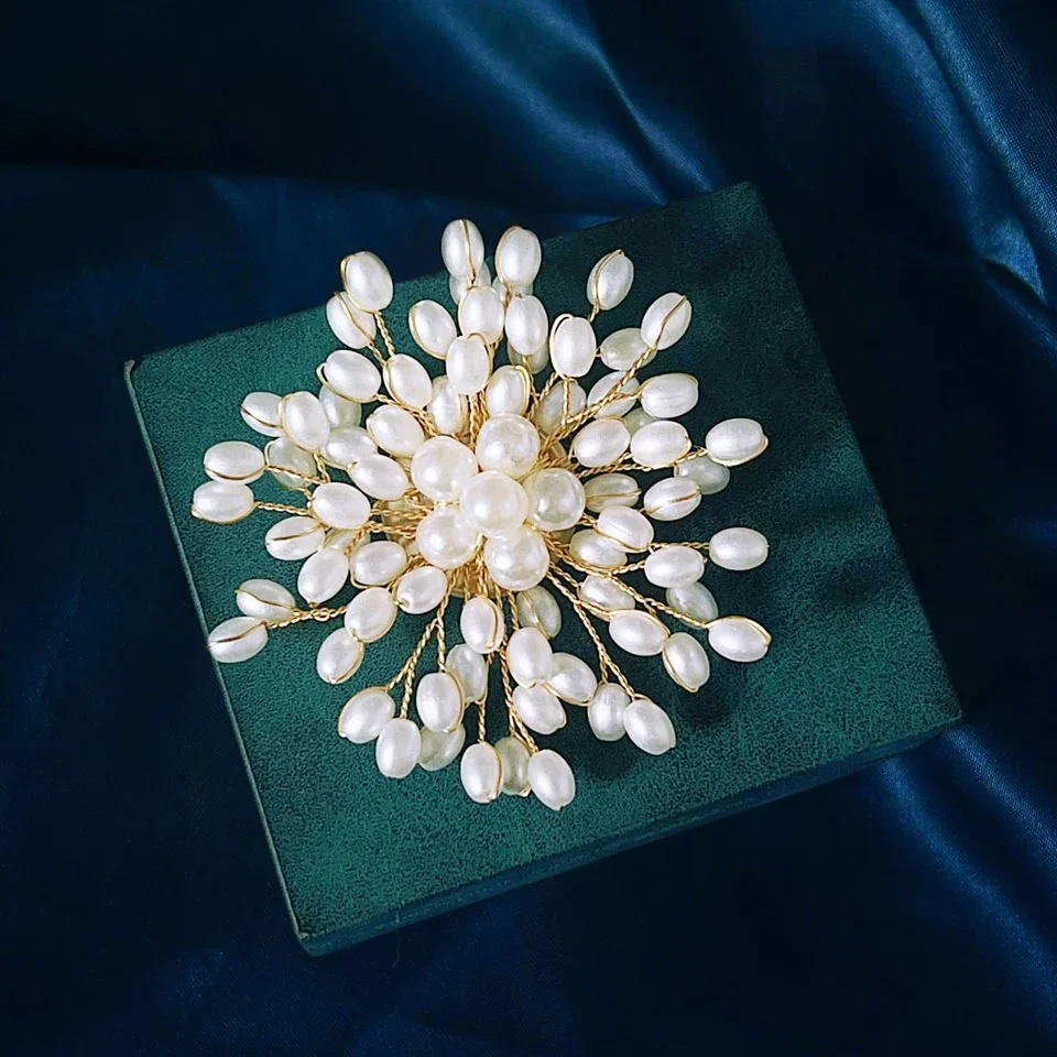Pearl Woven Flower Brooch For  - Women And Men Fashion のレビューと価格