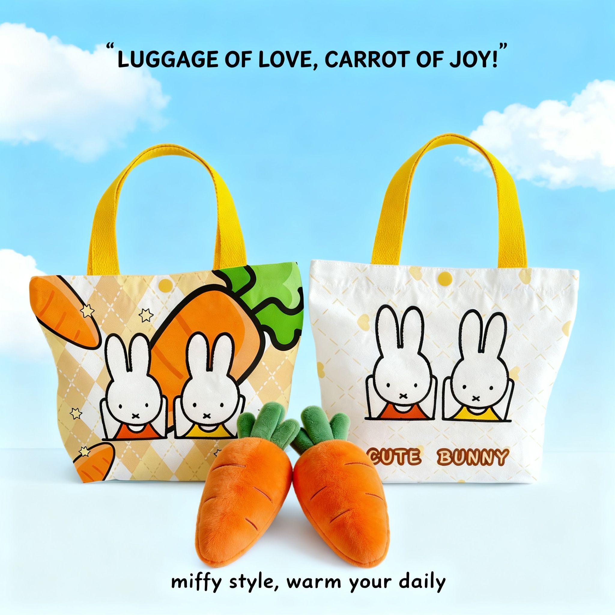 Creative Cartoon Miffy Rabbit  - Canvas Tote Bag のレビューと価格