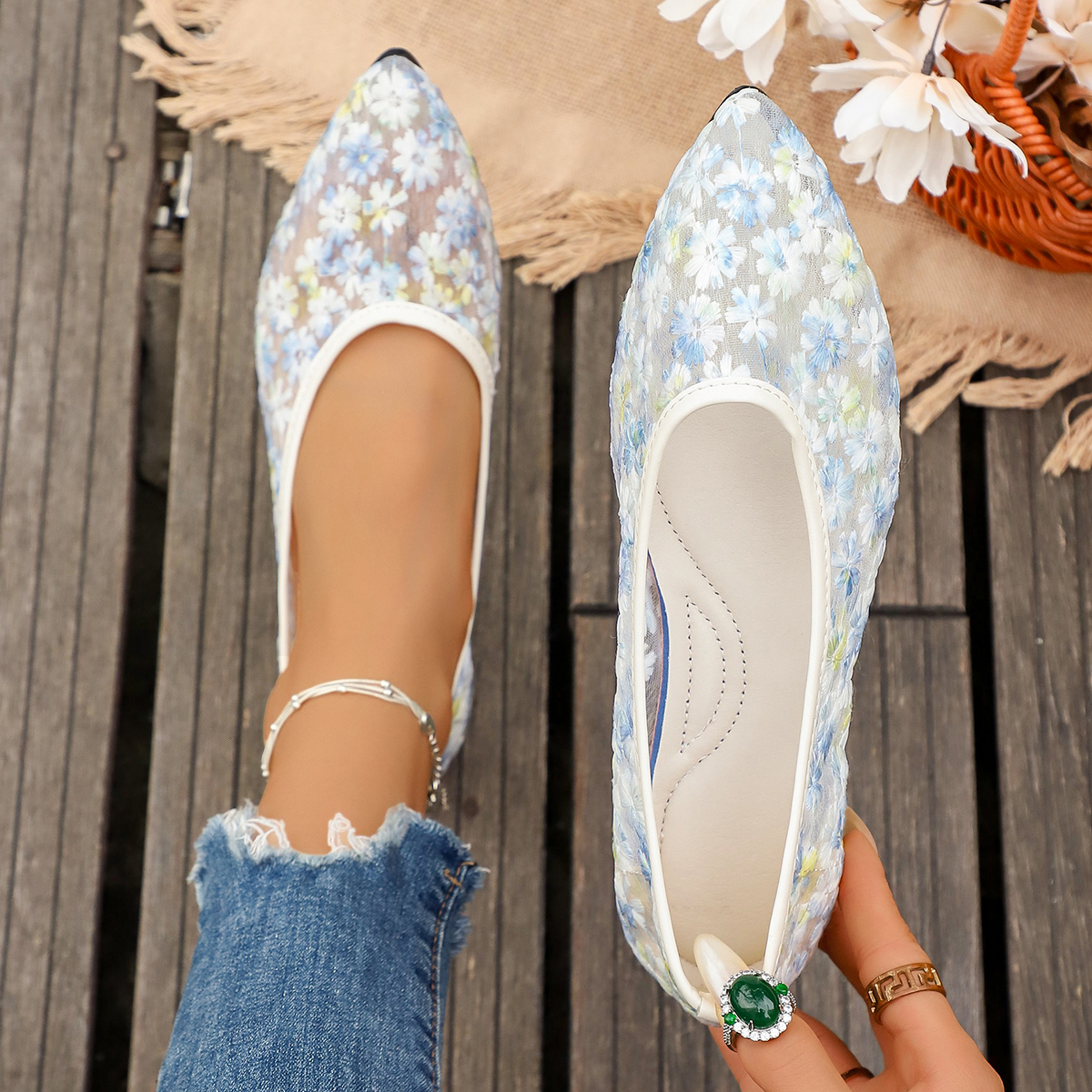 Summer Elegant Flower Low Heel - Women'S Fashion Footwear のレビューと価格