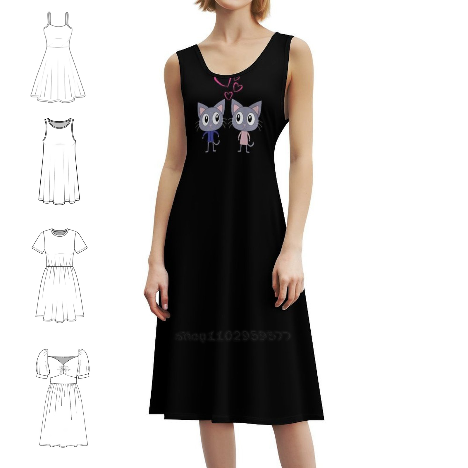 Cute Cats In Love Floral Smock - Smocked Dress Women のレビューと価格