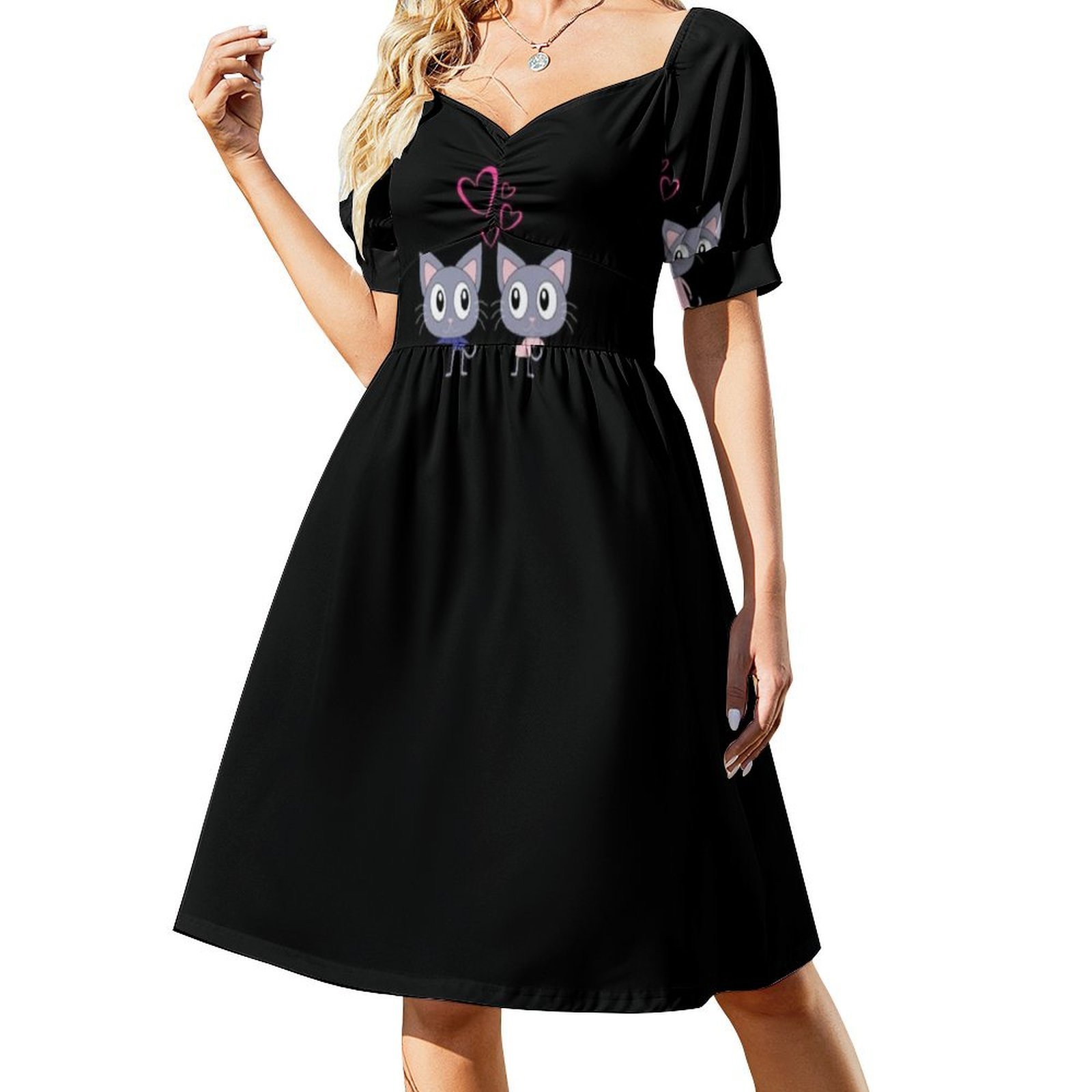 Cute Cats In Love Floral Smock - Smocked Dress Women のレビューと価格
