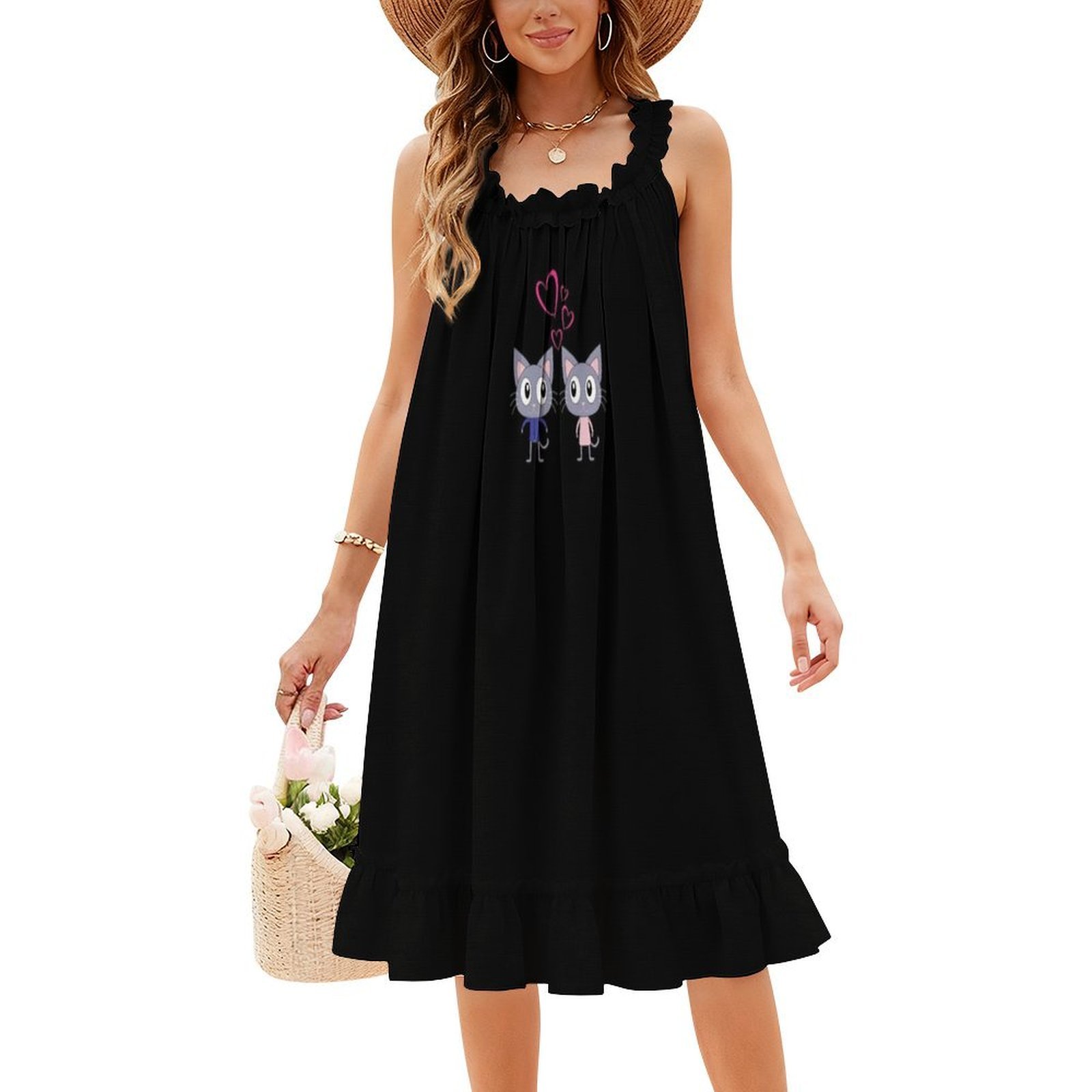 Cute Cats In Love Floral Smock - Smocked Dress Women のレビューと価格