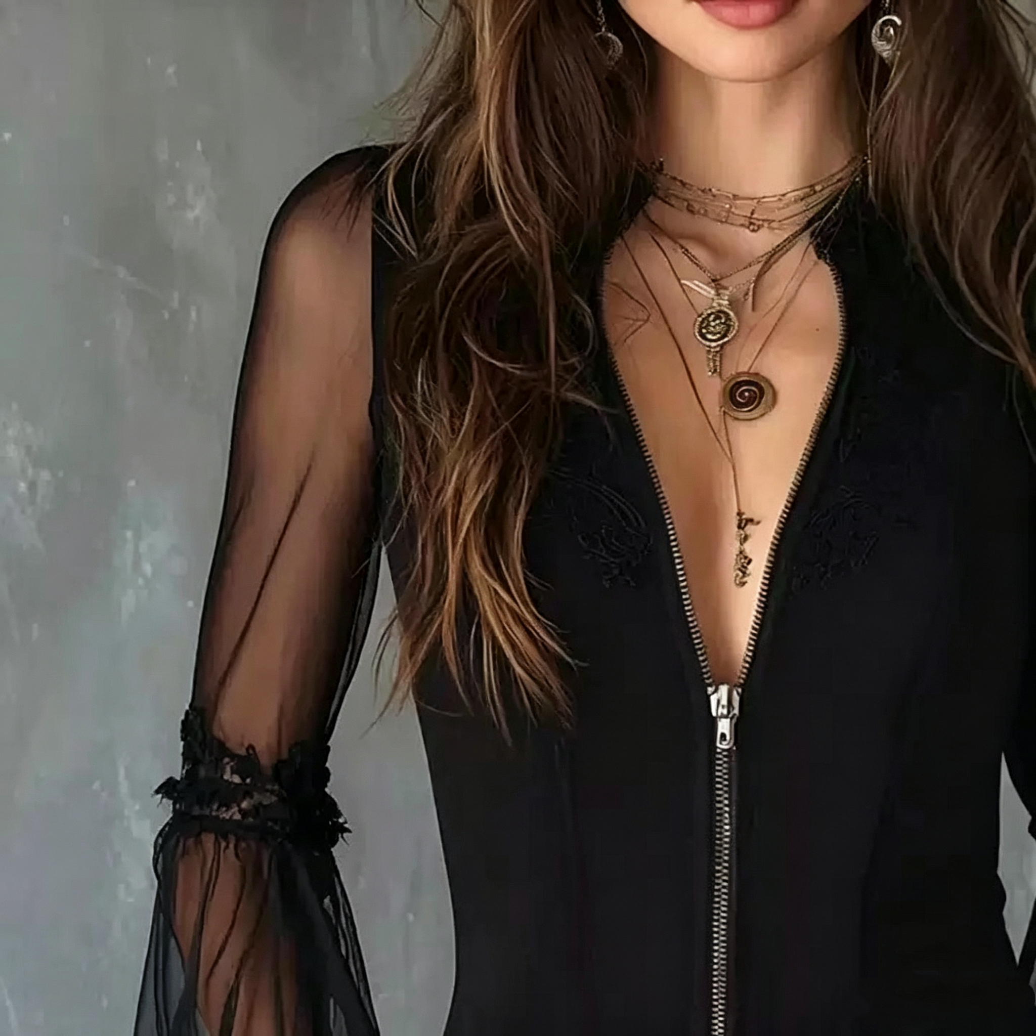 Ladies Black round Neck Long S - Women Fashion Necklace のレビューと価格
