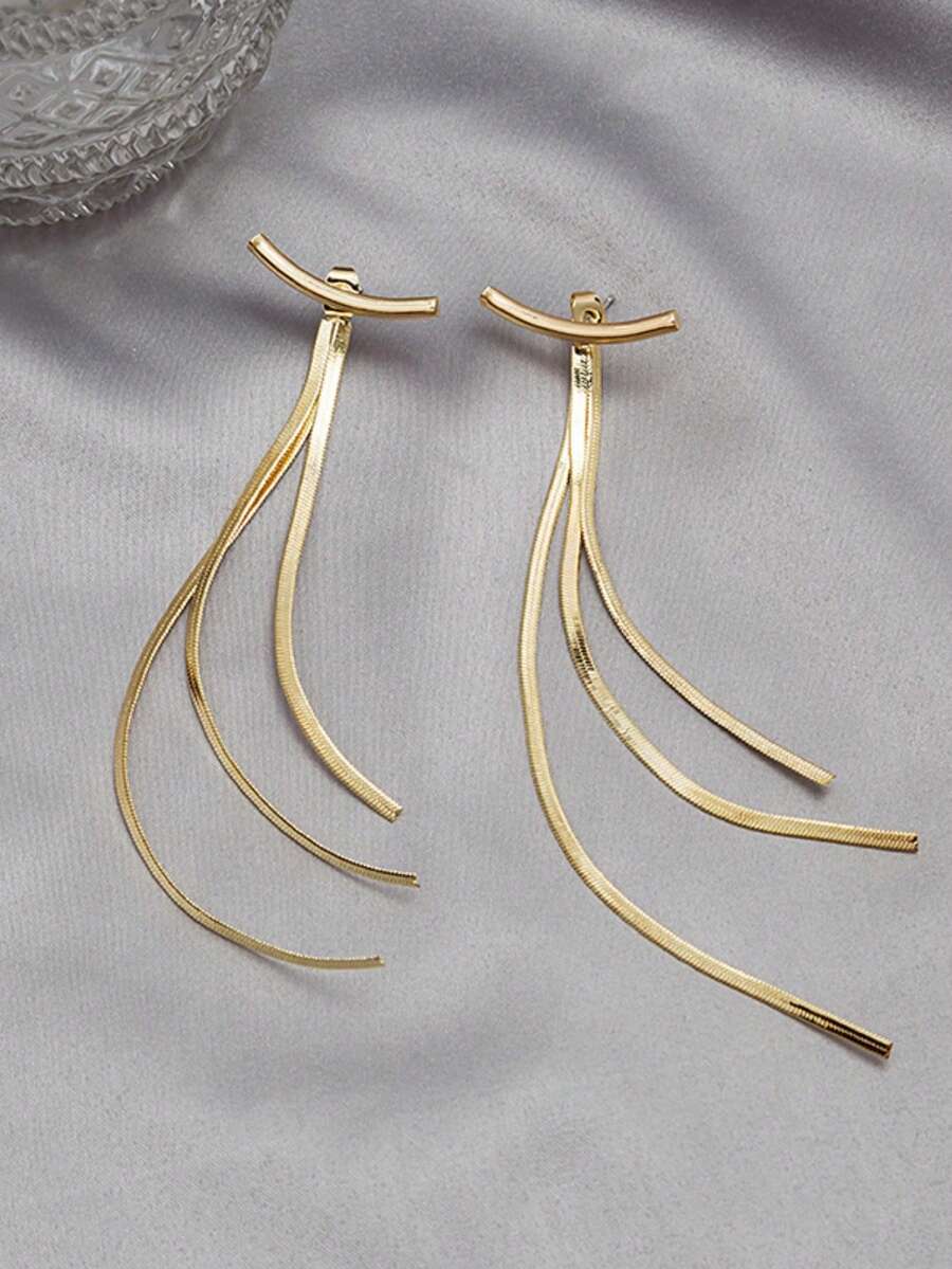 Gold-Tone Curved Bar Top Tripl - Women'S Fashion Earrings のレビューと価格