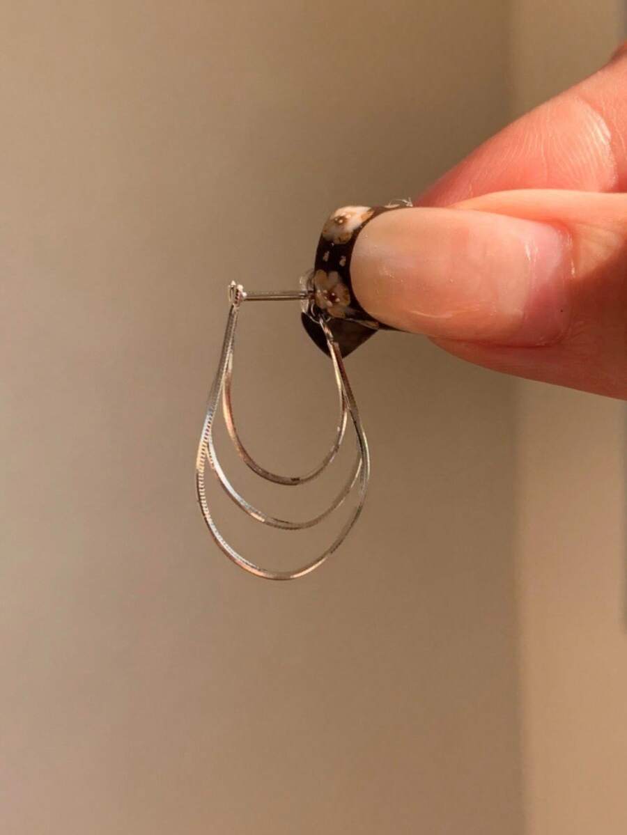 Gold-Tone Curved Bar Top Tripl - Women'S Fashion Earrings のレビューと価格