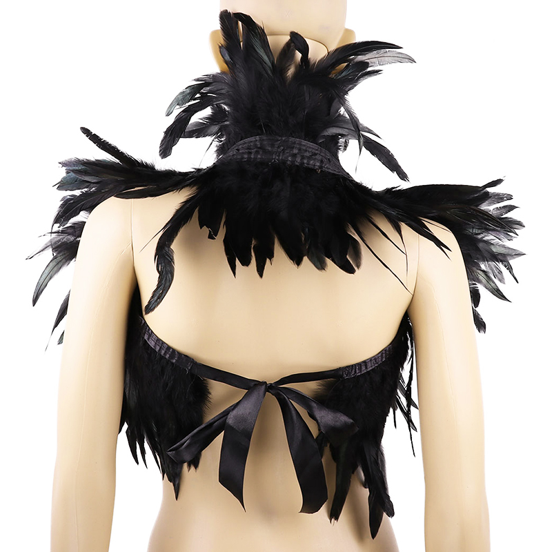 Black Natural Feather Shrug Sh - Women'S Fashion Harness のレビューと価格