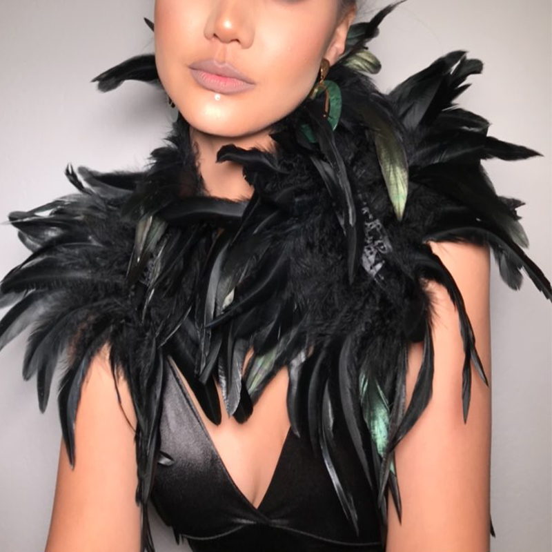 Black Natural Feather Shrug Sh - Women'S Fashion Harness のレビューと価格