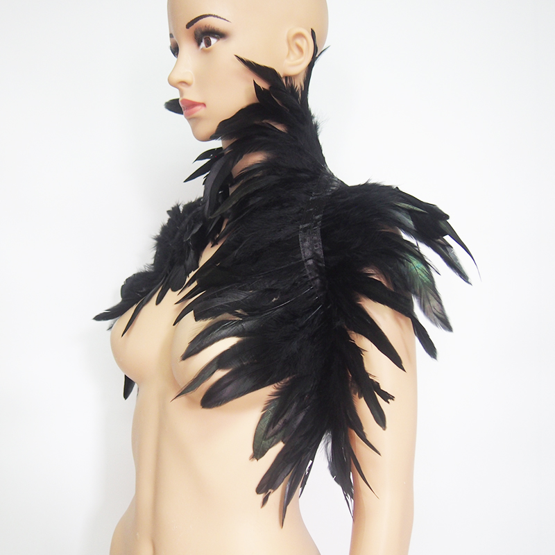 Black Natural Feather Shrug Sh - Women'S Fashion Harness のレビューと価格