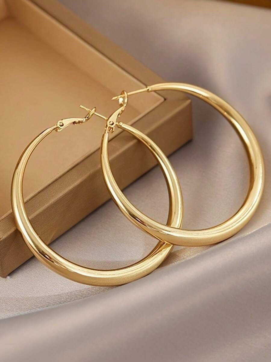 Shiny Gold Tone Y2K Minimalist - Women'S Fashion Earrings のレビューと価格