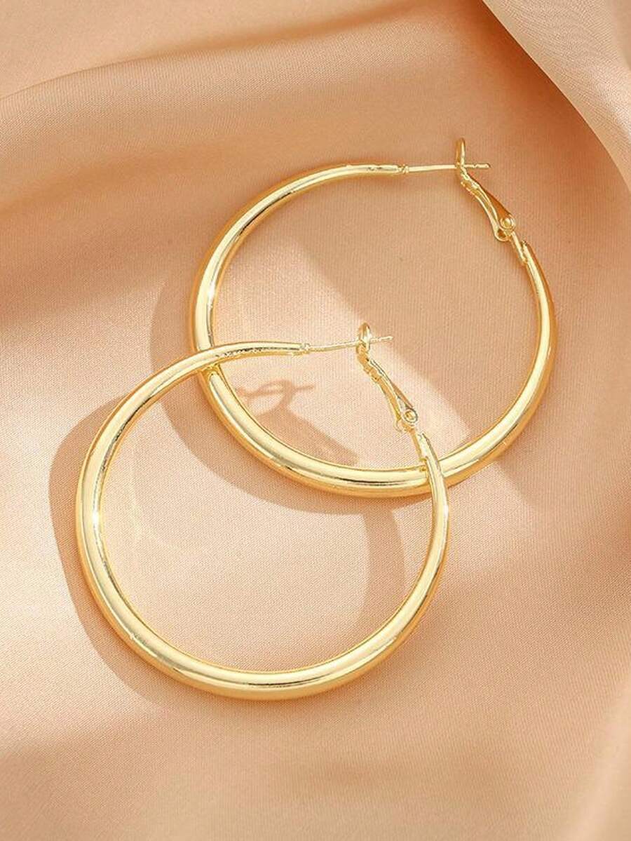 Shiny Gold Tone Y2K Minimalist - Women'S Fashion Earrings のレビューと価格