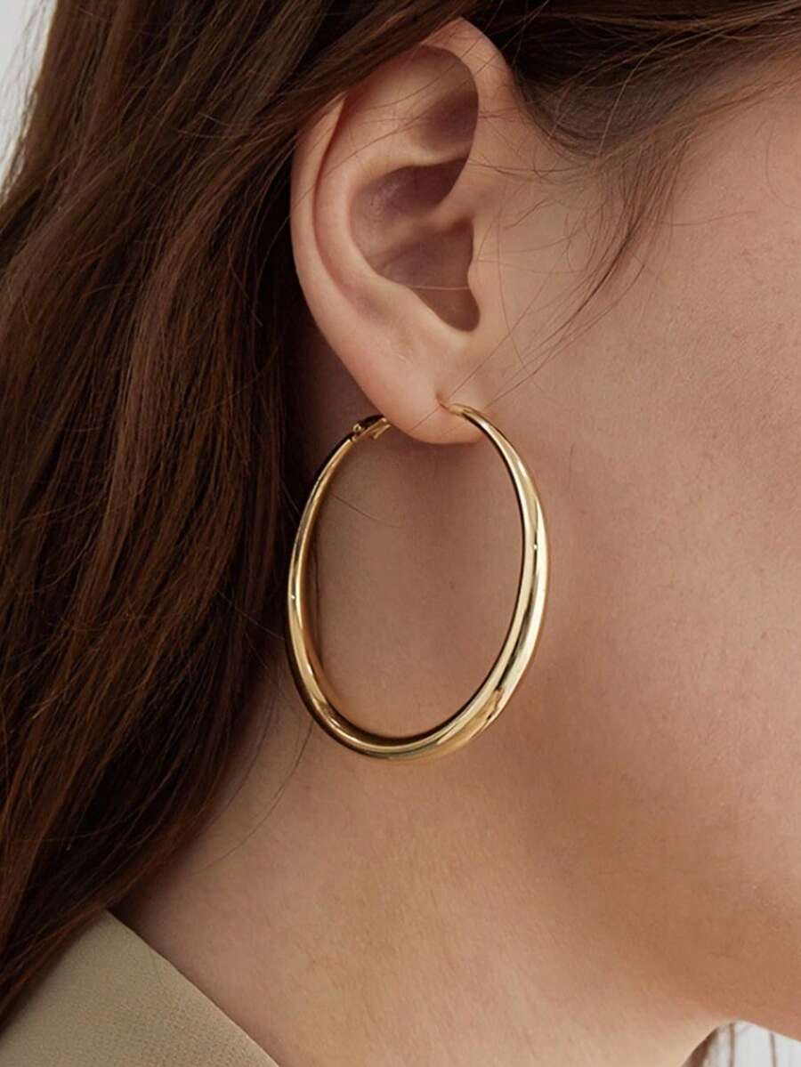 Shiny Gold Tone Y2K Minimalist - Women'S Fashion Earrings のレビューと価格