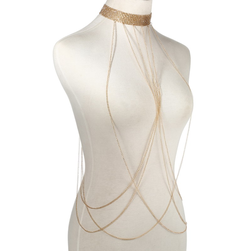 Gold Color Body Chain Women  R - Women'S Fashion Harness のレビューと価格