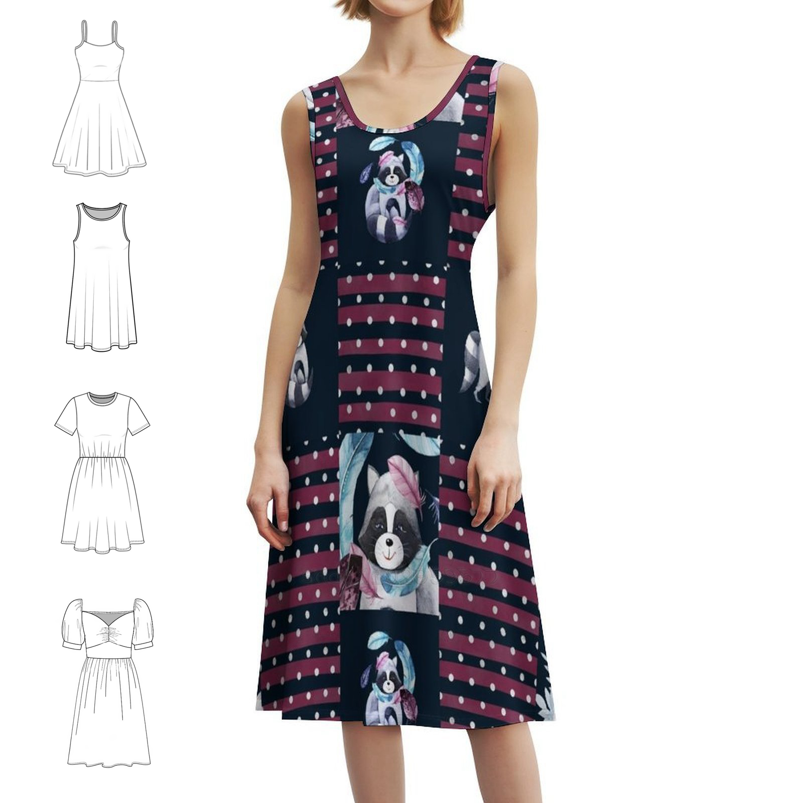Raccoons Floral Feather Floral - Smocked Dress Women のレビューと価格