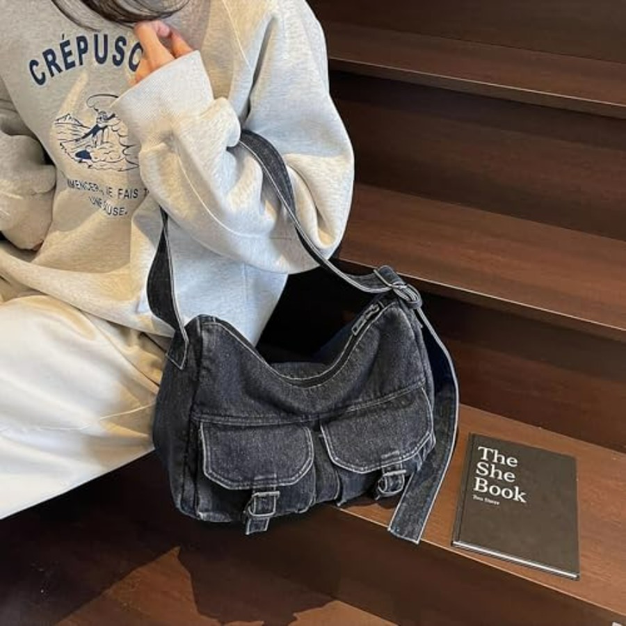 Denim Shoulder Bag Canvas Mess - Canvas Tote Bag のレビューと価格