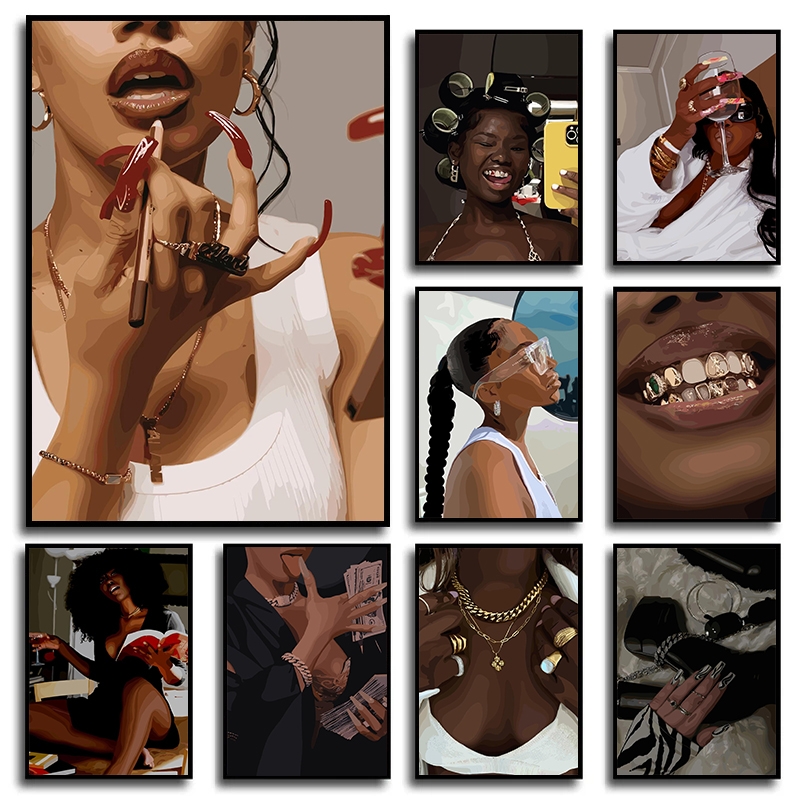 Modern African American Black  - Fashion Women Picture のレビューと価格