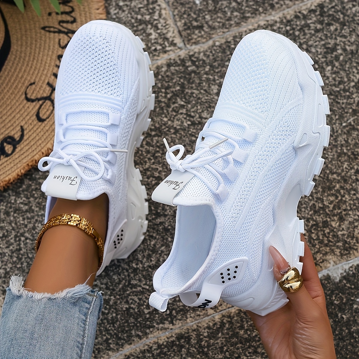 Breathable Knit Sneakers Fashi - Women'S Fashion Gym Shoes のレビューと価格