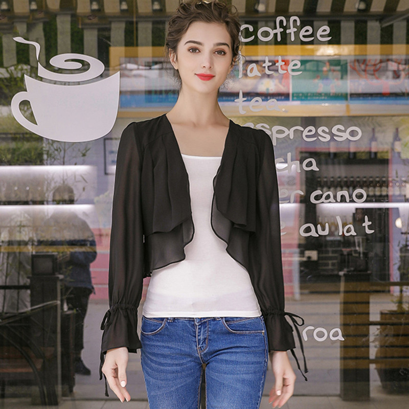 Women Ruffled Sleeve thin chif - Women'S Fashion Kimono のレビューと価格