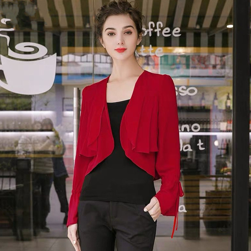 Women Ruffled Sleeve thin chif - Women'S Fashion Kimono のレビューと価格