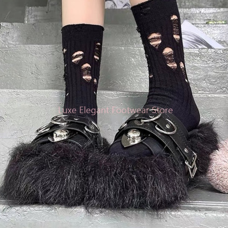 Black Furry Platform Belt Buck - Women'S Fashion Belts のレビューと価格