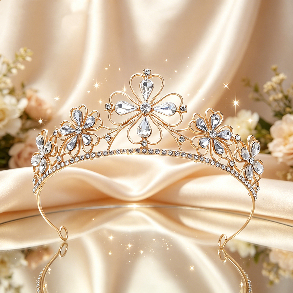 Baroque Four-Leaf Flower Cryst - Women Queen Fashion のレビューと価格