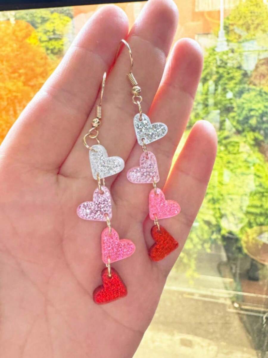 1 Pair Fashionable Acrylic Hea - Women'S Fashion Earrings のレビューと価格