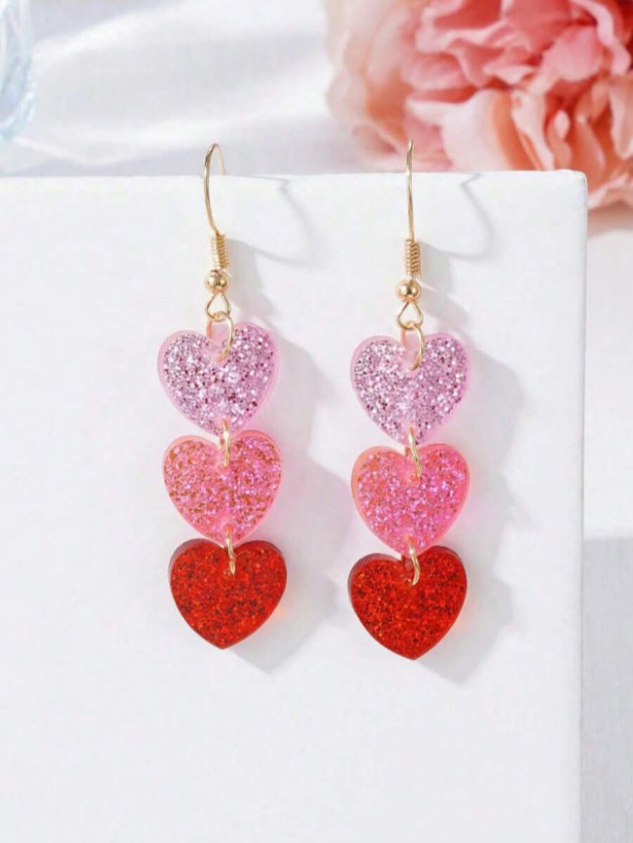 1 Pair Fashionable Acrylic Hea - Women'S Fashion Earrings のレビューと価格